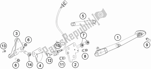 Wszystkie części do Podstawka Boczna / ? Rodkowa KTM 1290 Super Duke Gt,black EU 2018