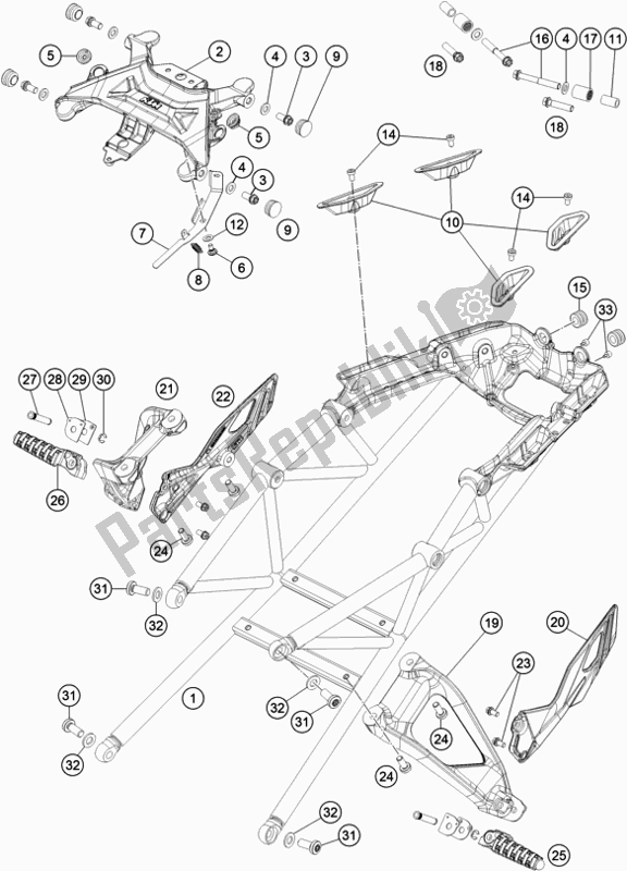 Alle onderdelen voor de Subframe van de KTM 1290 Super Duke Gt,black EU 2018