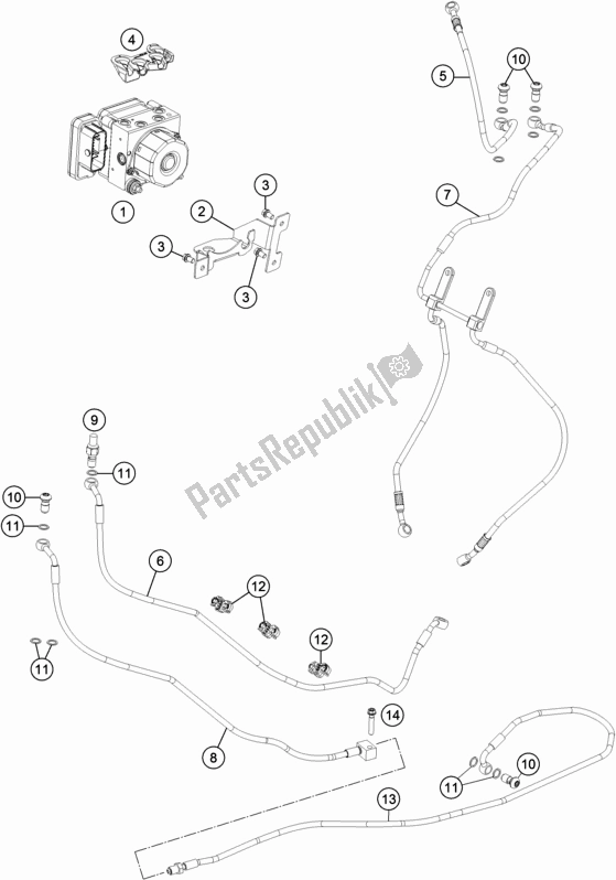 All parts for the Antiblock System Abs of the KTM 1290 Super Duke Gt,black EU 2019