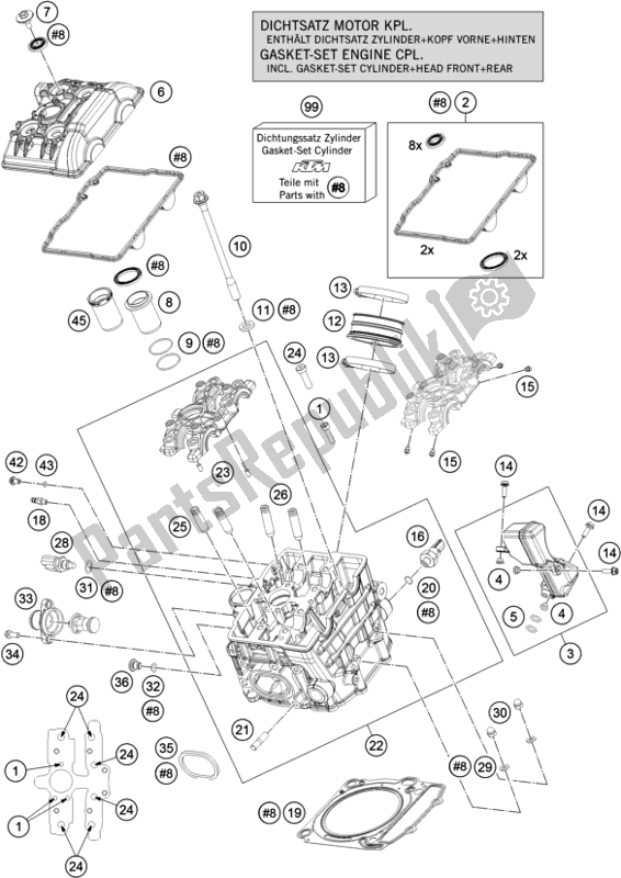 Tutte le parti per il Testata Anteriore del KTM 1290 Super Duke Gt,black EU 2019