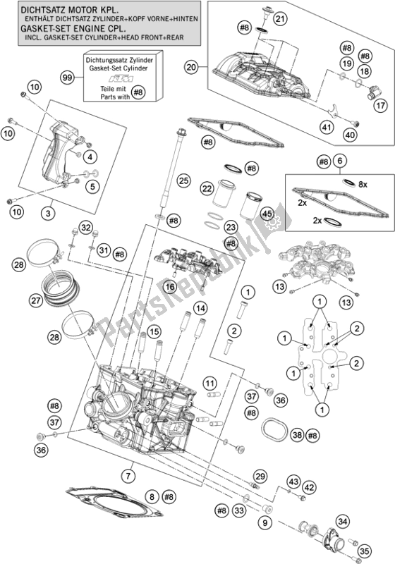 All parts for the Cylinder Head Rear of the KTM 1290 Super Duke Gt,black EU 2019