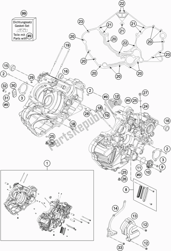 Tutte le parti per il Cassa Del Motore del KTM 1290 Super Duke Gt,black EU 2019