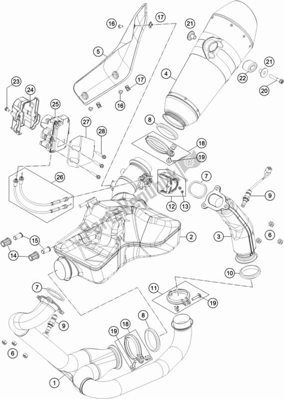 All parts for the Exhaust System of the KTM 1290 Super Duke Gt,black EU 2019