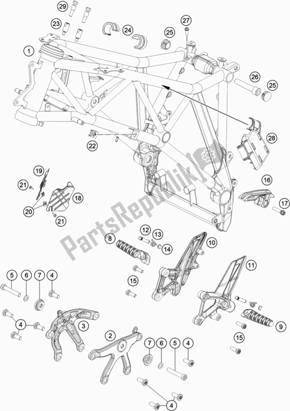 All parts for the Frame of the KTM 1290 Super Duke Gt,black EU 2019