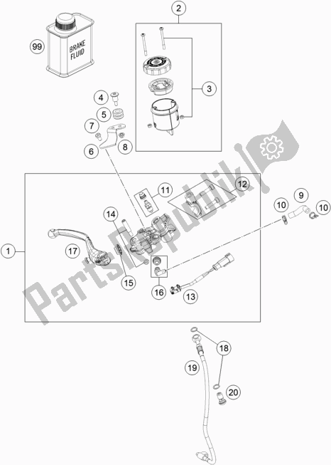 All parts for the Front Brake Control of the KTM 1290 Super Duke Gt,black EU 2019