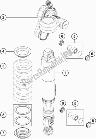 All parts for the Shock Absorber Disassembled of the KTM 1290 Super Duke Gt,black EU 2019