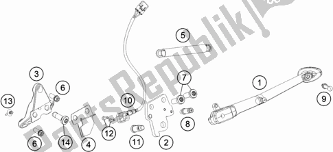 Tutte le parti per il Cavalletto Laterale / Centrale del KTM 1290 Super Duke Gt,black EU 2019