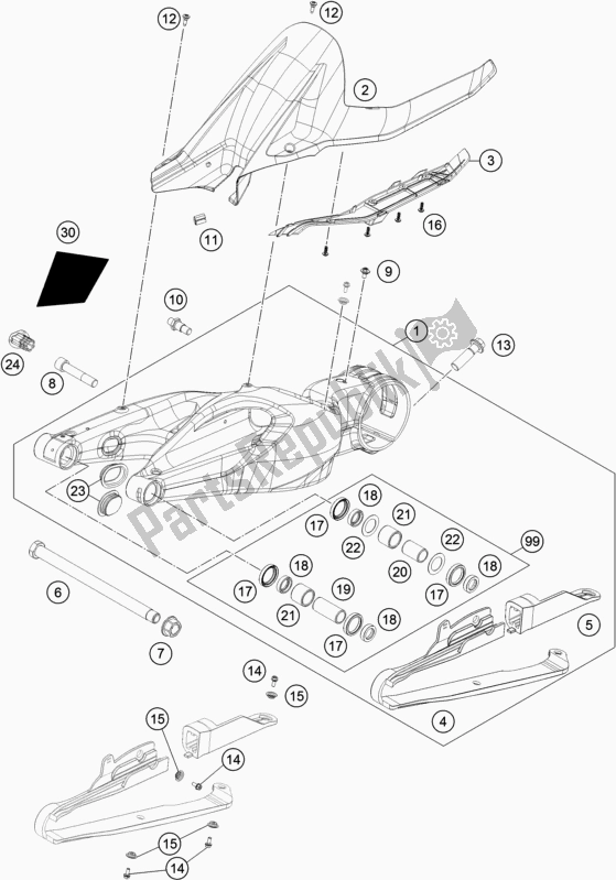 All parts for the Swing Arm of the KTM 1290 Super Duke Gt,black EU 2019