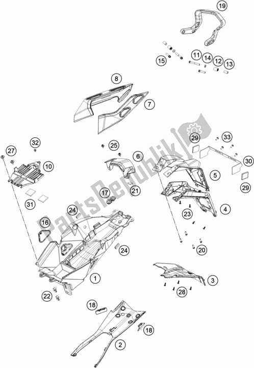 All parts for the Trim Rear of the KTM 1290 Super Duke Gt,black EU 2019