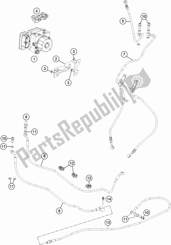 All parts for the Antiblock System Abs of the KTM 1290 Super Duke Gt,black EU 2020