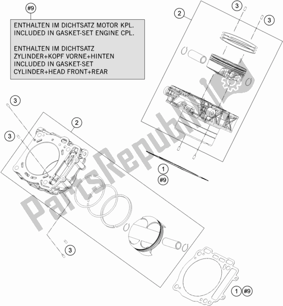 Tutte le parti per il Cilindro del KTM 1290 Super Duke Gt,black EU 2020