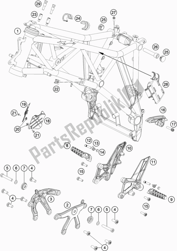 All parts for the Frame of the KTM 1290 Super Duke Gt,black EU 2020