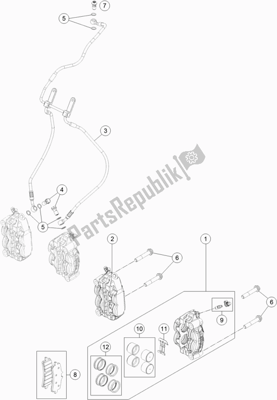 Tutte le parti per il Pinza Freno Anteriore del KTM 1290 Super Duke Gt,black EU 2020