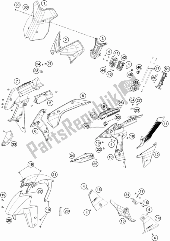 Tutte le parti per il Maschera, Parafanghi del KTM 1290 Super Duke Gt,black EU 2020