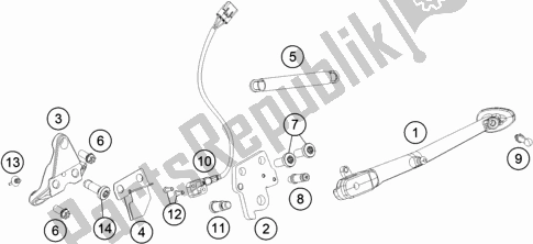 All parts for the Side / Center Stand of the KTM 1290 Super Duke Gt,black EU 2020