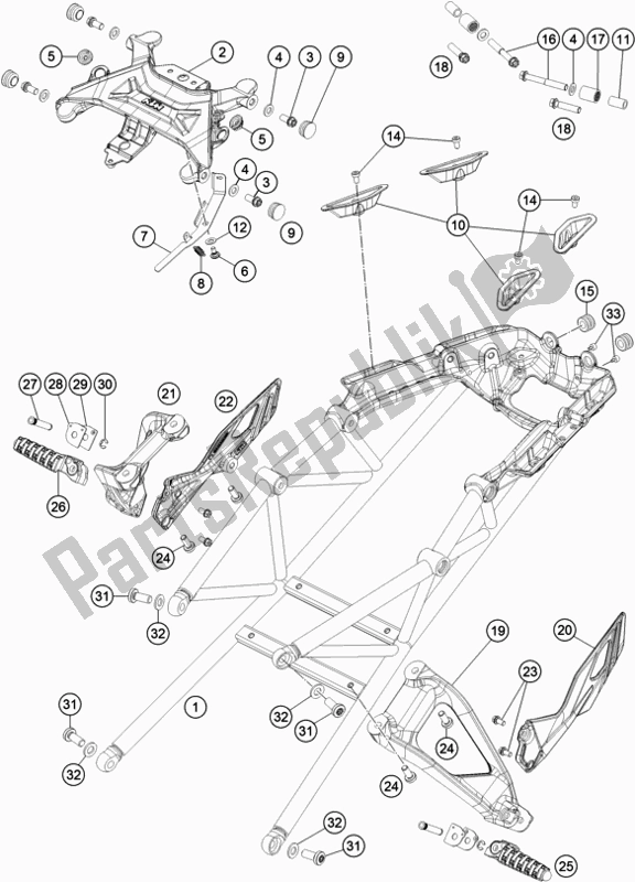 All parts for the Subframe of the KTM 1290 Super Duke Gt,black EU 2020