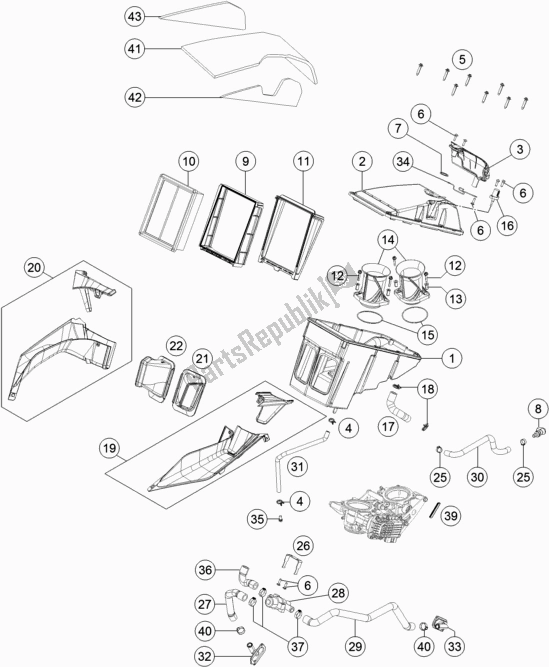 Toutes les pièces pour le Filtre à Air du KTM 1290 Super Duke GT Grey 17 EU 2017