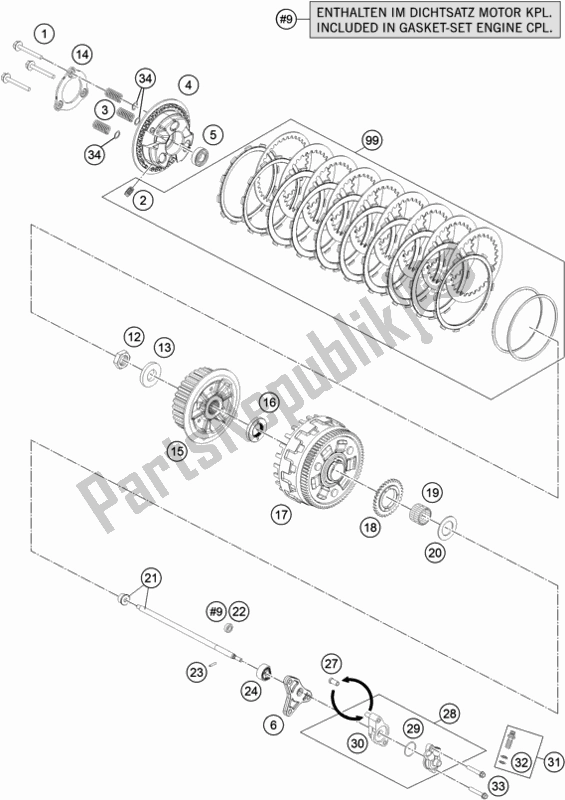 All parts for the Clutch of the KTM 1290 Super Duke GT Grey 17 EU 2017