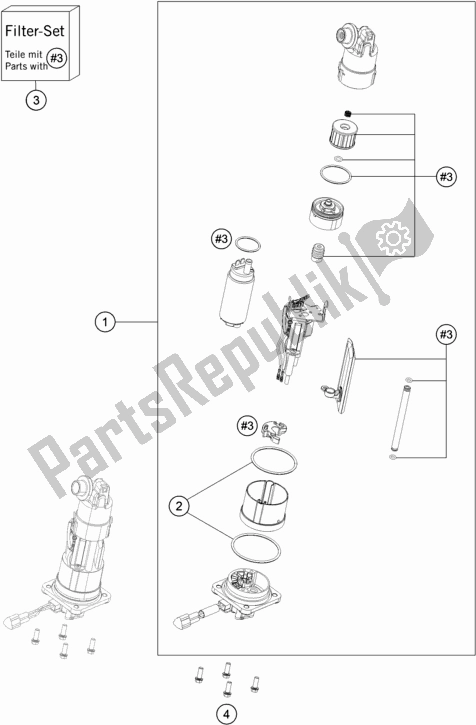 Alle onderdelen voor de Benzine Pomp van de KTM 1290 Super Duke GT Grey 17 EU 2017