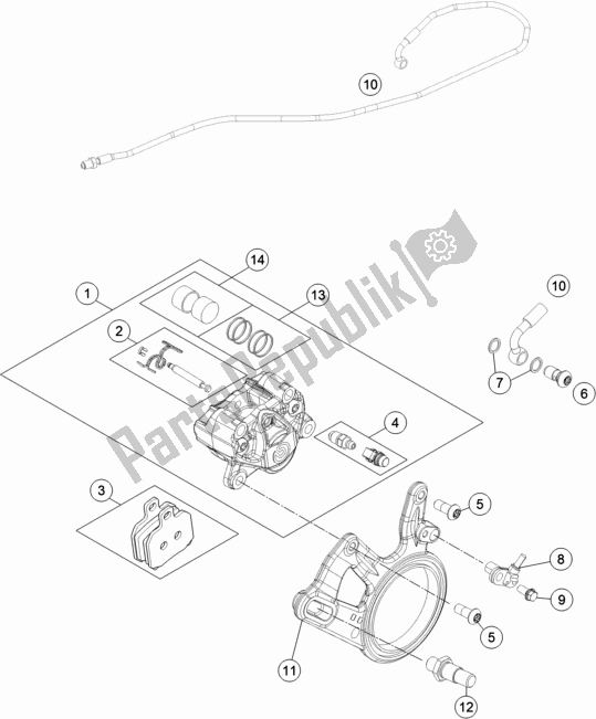 Todas las partes para Pinza De Freno Trasero de KTM 1290 Super Duke GT Grey 17 EU 2017