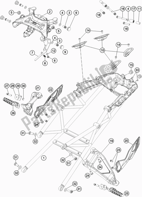 All parts for the Subframe of the KTM 1290 Super Duke GT Grey 17 EU 2017