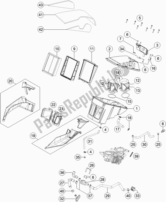 All parts for the Air Filter of the KTM 1290 Super Duke Gt,orange EU 2018