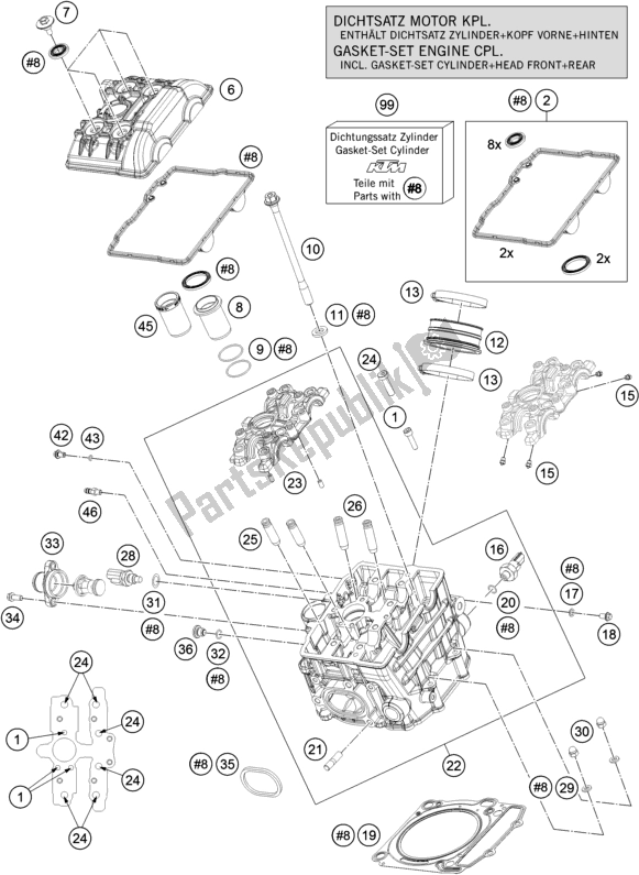 Toutes les pièces pour le Culasse Avant du KTM 1290 Super Duke Gt,orange EU 2018