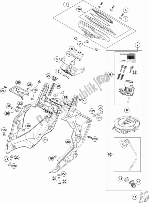 Toutes les pièces pour le Instruments / Système De Verrouillage du KTM 1290 Super Duke Gt,orange EU 2018