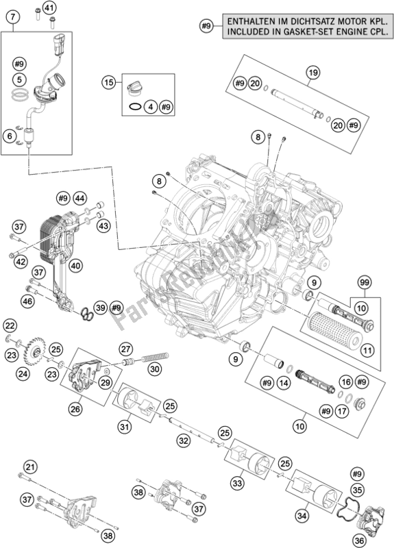 All parts for the Lubricating System of the KTM 1290 Super Duke Gt,orange EU 2018