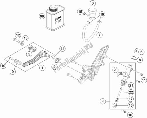 Todas las partes para Control De Freno Trasero de KTM 1290 Super Duke Gt,orange EU 2018