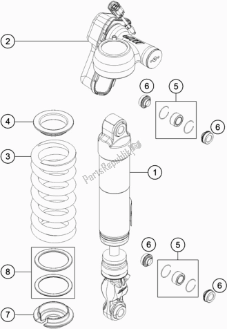 All parts for the Shock Absorber Disassembled of the KTM 1290 Super Duke Gt,orange EU 2018