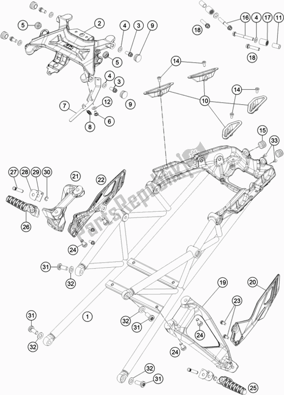 All parts for the Subframe of the KTM 1290 Super Duke Gt,orange EU 2018