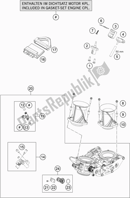 All parts for the Throttle Body of the KTM 1290 Super Duke Gt,orange EU 2018