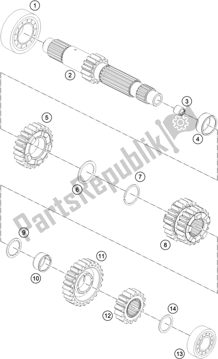 Toutes les pièces pour le Transmission I - Arbre Principal du KTM 1290 Super Duke Gt,orange EU 2018