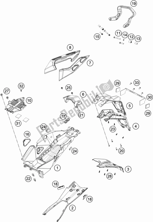 Todas as partes de Trim Rear do KTM 1290 Super Duke Gt,orange EU 2018