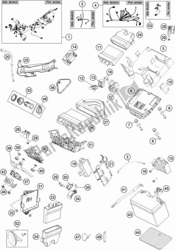 All parts for the Wiring Harness of the KTM 1290 Super Duke Gt,orange EU 2018