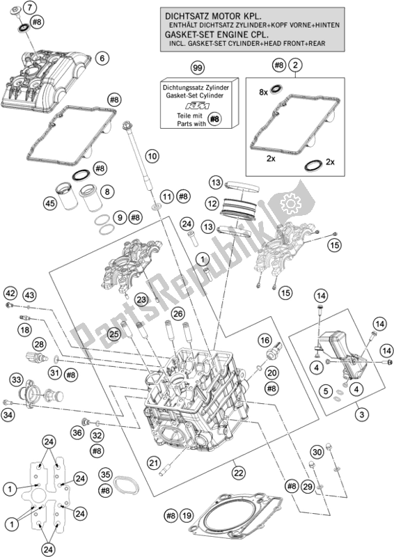 All parts for the Cylinder Head Front of the KTM 1290 Super Duke Gt,white EU 2019