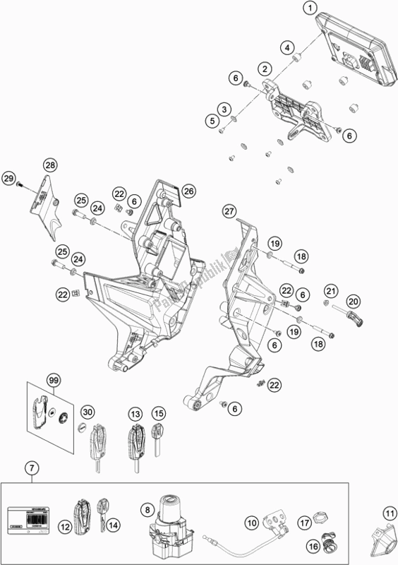 Tutte le parti per il Strumenti / Sistema Di Blocco del KTM 1290 Super Duke Gt,white EU 2019