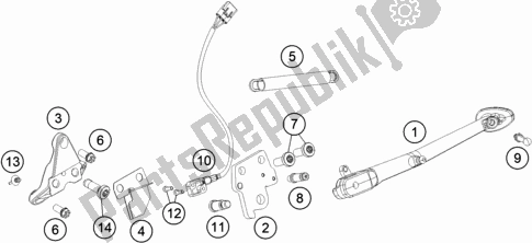 Wszystkie części do Podstawka Boczna / ? Rodkowa KTM 1290 Super Duke Gt,white EU 2019