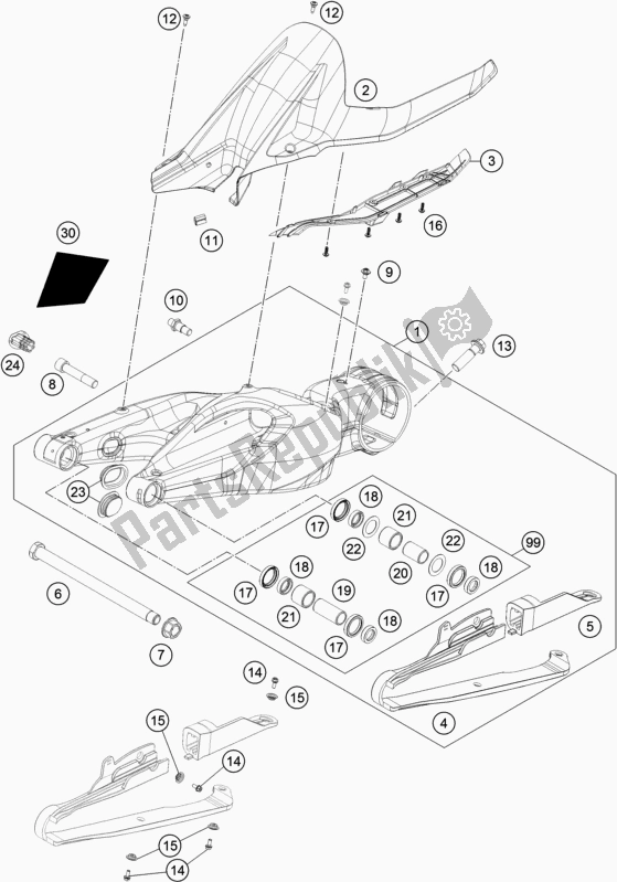 Todas las partes para Brazo Oscilante de KTM 1290 Super Duke Gt,white EU 2019