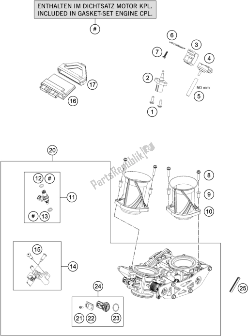 All parts for the Throttle Body of the KTM 1290 Super Duke Gt,white EU 2019