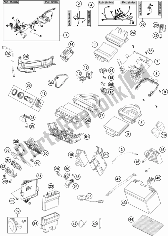 All parts for the Wiring Harness of the KTM 1290 Super Duke Gt,white EU 2019