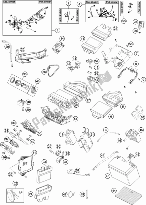 All parts for the Wiring Harness of the KTM 1290 Super Duke Gt,white EU 2019