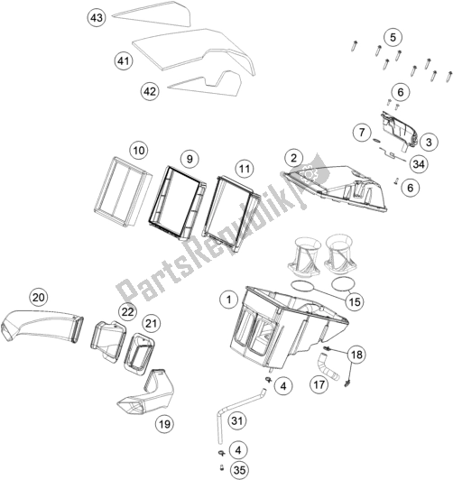 All parts for the Air Filter of the KTM 1290 Super Duke Gt,white EU 2020