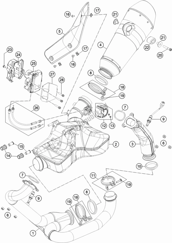 Todas as partes de Sistema De Exaustão do KTM 1290 Super Duke Gt,white EU 2020