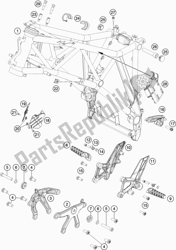 All parts for the Frame of the KTM 1290 Super Duke Gt,white EU 2020