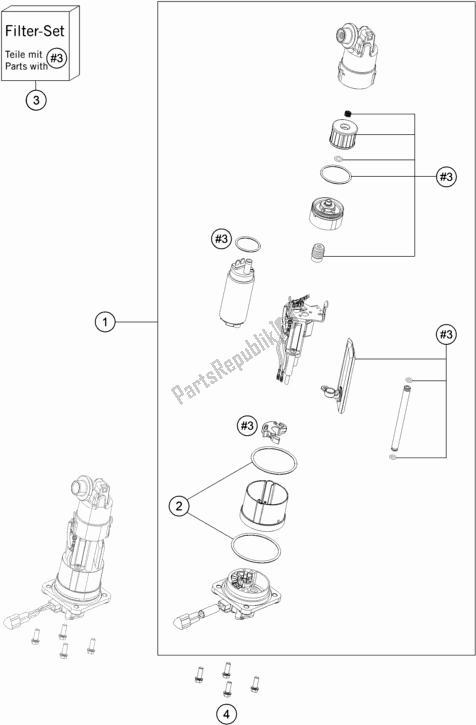 All parts for the Fuel Pump of the KTM 1290 Super Duke Gt,white EU 2020