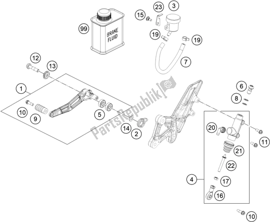 Tutte le parti per il Controllo Del Freno Posteriore del KTM 1290 Super Duke Gt,white EU 2020