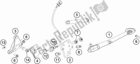 Todas as partes de Suporte Lateral / Central do KTM 1290 Super Duke Gt,white EU 2020