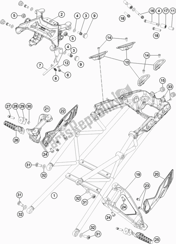 Toutes les pièces pour le Faux-châssis du KTM 1290 Super Duke Gt,white EU 2020